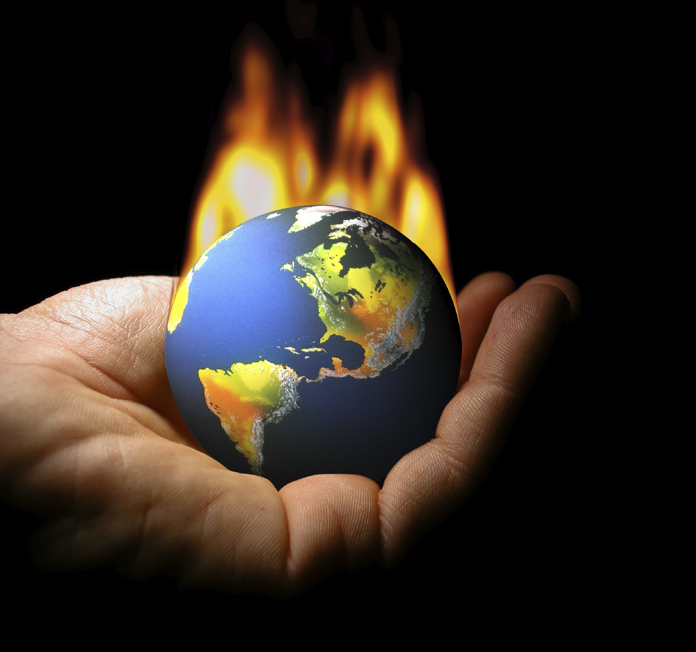 global crisis fire hand