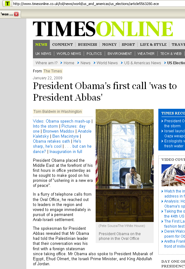 Obama Called Abbas First