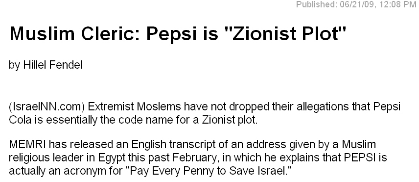 PEPSI Zionist Plot