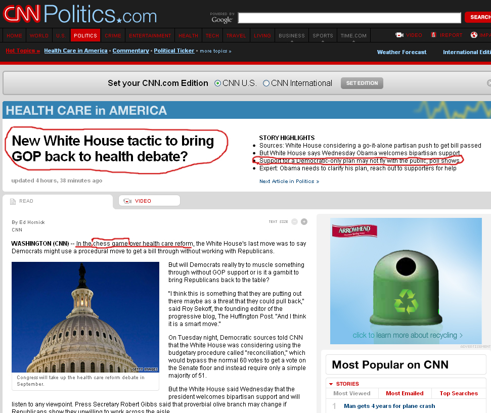 CNN: New White House tactic to bring GOP back to health debate?  081909