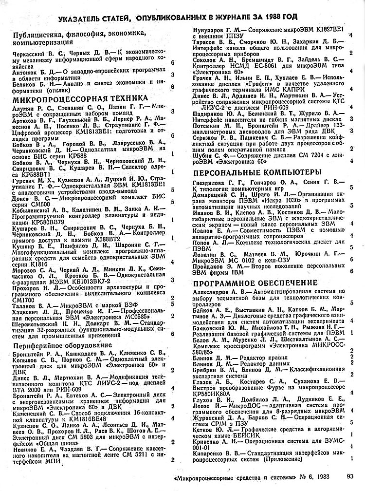 ����������������� �������� � ������� 1988